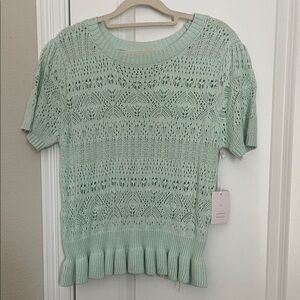 LC Lauren Conrad Mint Green Knit Short Sleeve Top